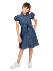 Olele® Girls Shepherd's Bush Cotton Denim Dress - Indigo Blue