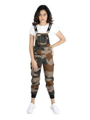 Finsbury London Camoflauge Women Dungaree with Black Rib Bottom