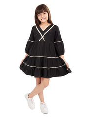 Olele® Girls Linda Lace Cotton Dress - Black