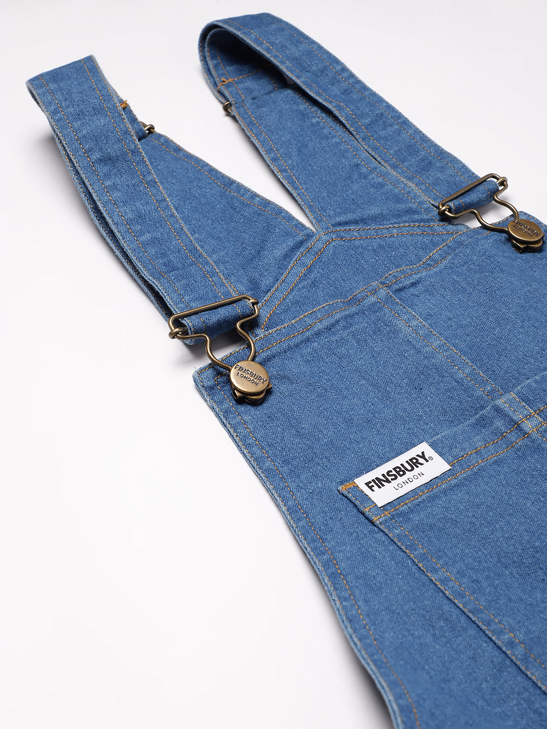 FINSBURY LONDON® Women's Denim Dungaree Playsuit with Matching Stings