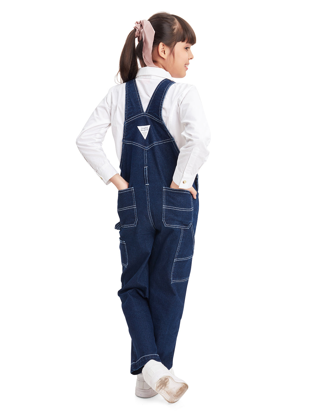 Olele® Girls Carpenter Dungaree - Raw Cotton Denim