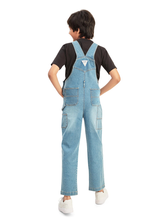 Olele® Boys Cotton Carpenter Denim Dungaree - Light Blue