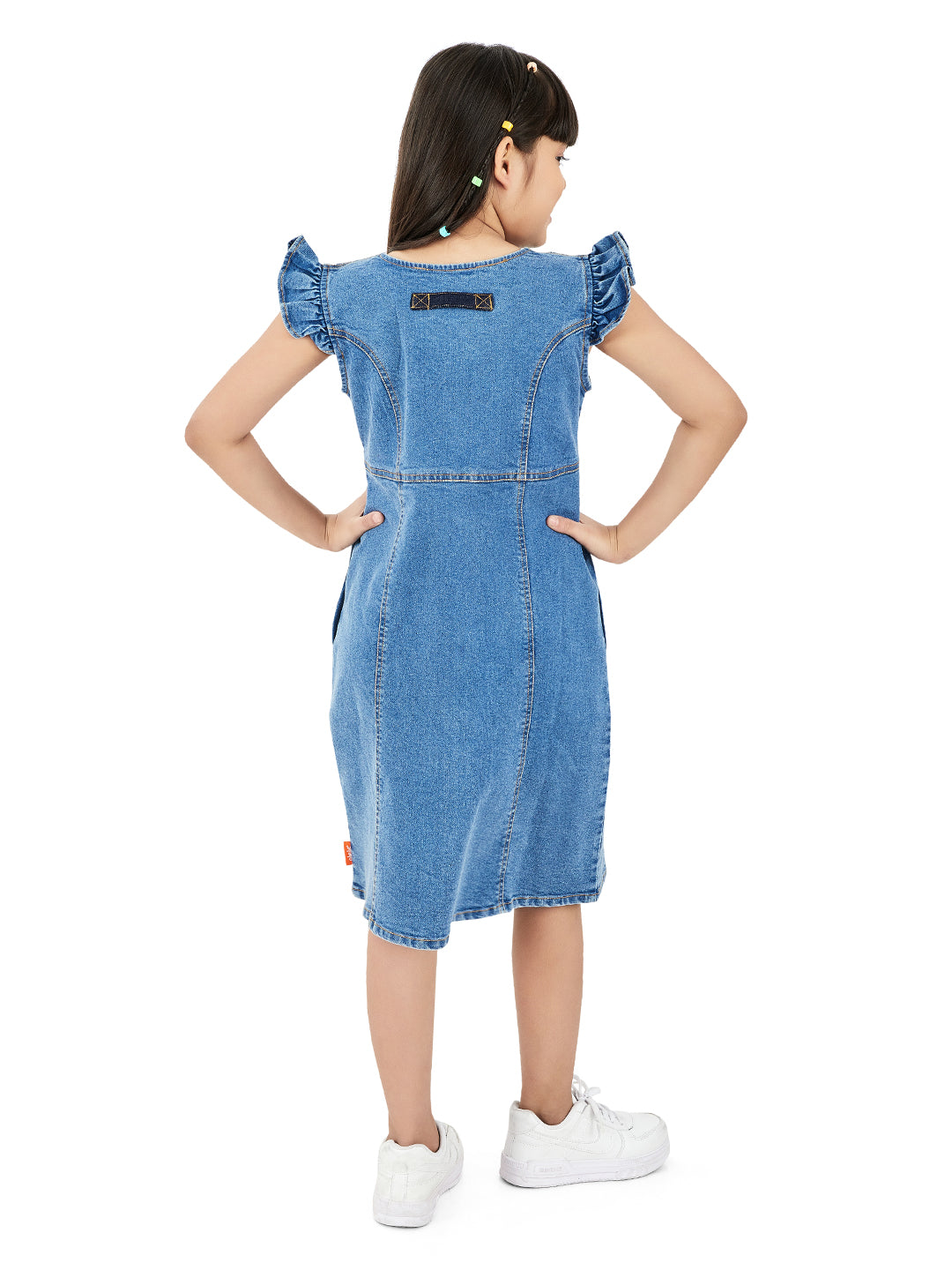Myntra Denim Jumper Skirt Knee Length Denim Jumper Midi Dress 2025