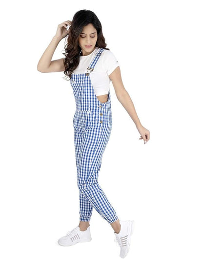 Finsbury London Blue Check Women Dungaree