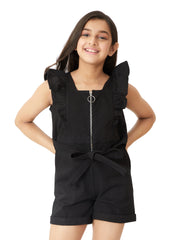 Olele® Girls Rocket Romper - Cotton Twill Black