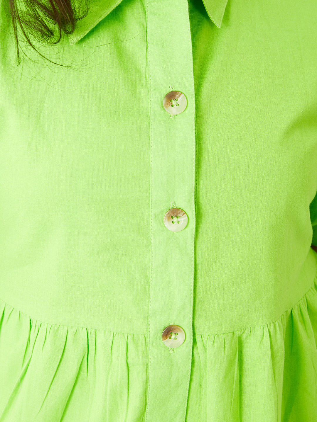 Olele® Girls Lucy Shirt Cotton Dress - Neon Green