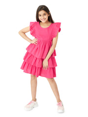 Olele® Lilli Layer Dress - Cotton Linen Hot Pink