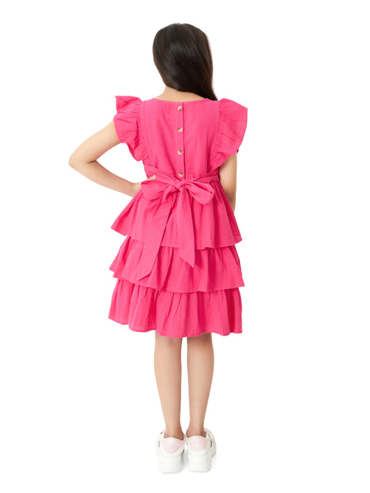 Olele® Lilli Layer Dress - Cotton Linen Hot Pink