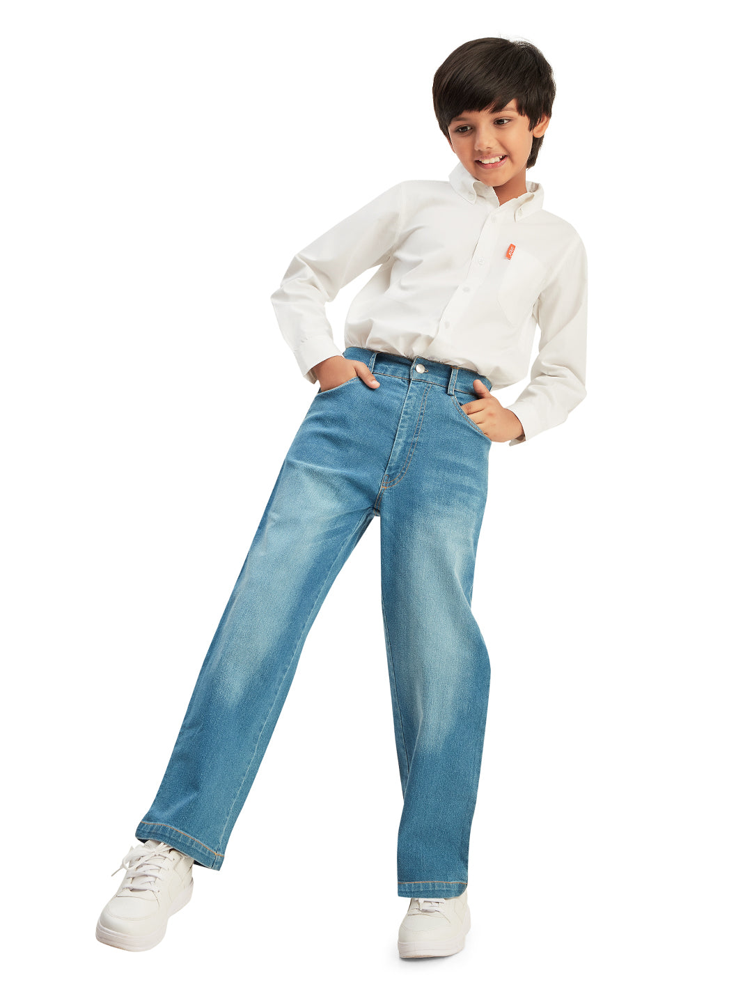 Olele® Boys Cotton Denim Regular Fit Jeans Pant Light Blue
