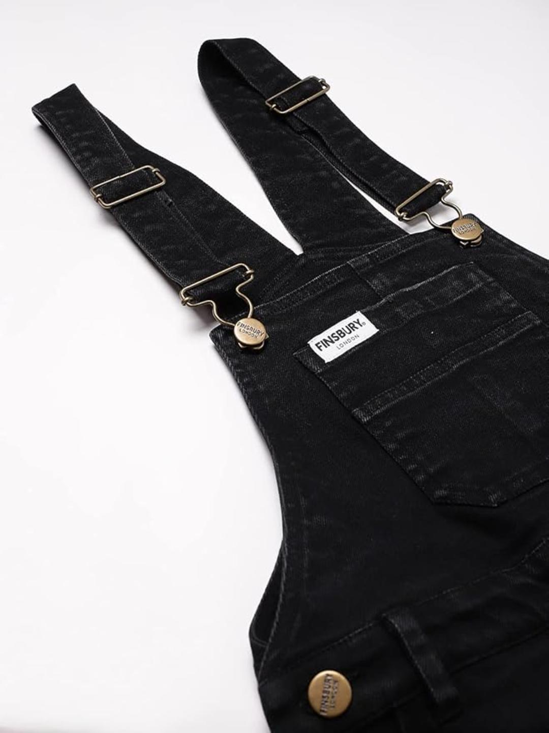 FINSBURY LONDON® Women's Black Denim Dungaree Essential