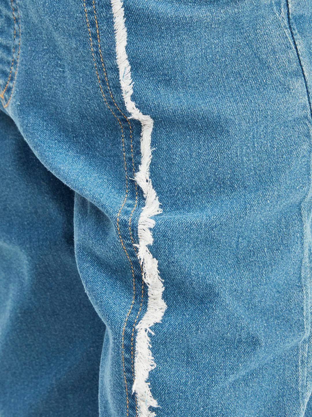 Olele® Boys Cotton Denim Pull On Raw Edge Front Pleat Jeans - Blue