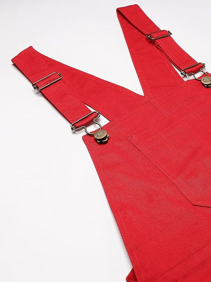 FINSBURY LONDON® Women's Dungaree Dress - Crimson Red