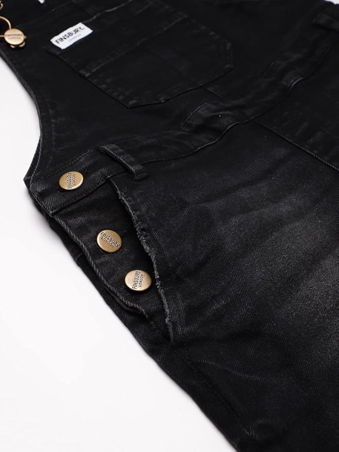 FINSBURY LONDON® Women's Black Denim Dungaree Essential