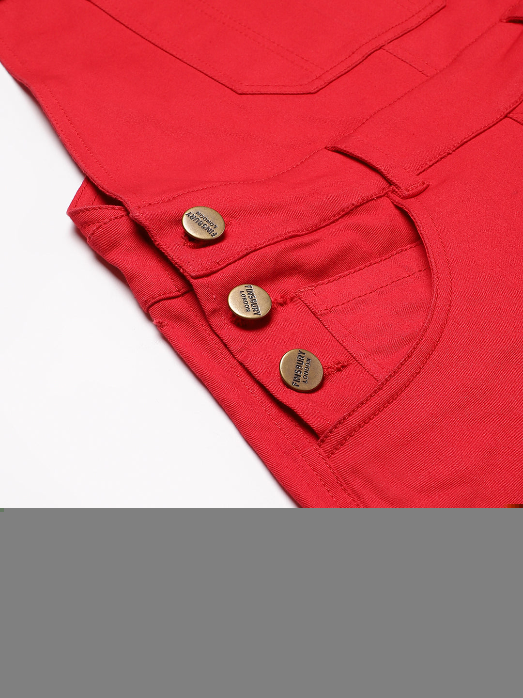 FINSBURY LONDON® Women's Cotton Twill Dungaree Playsuit - Crimson Red