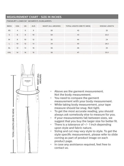 FINSBURY LONDON® Women's Black Denim Dungaree Essential