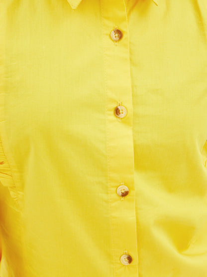 Olele® Regina Ruffle Shirt - Turmeric Yellow