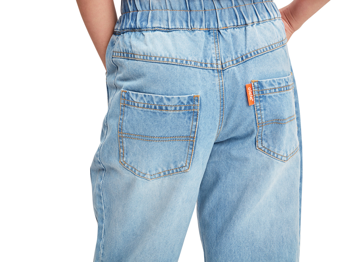 Olele® Girls Side Slit Relaxed Fit Jeans Pant Cotton Denim