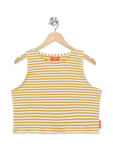 Olele® Girls Strip Cotton Crop Top - Yellow