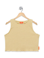 Olele® Girls Strip Cotton Crop Top - Yellow