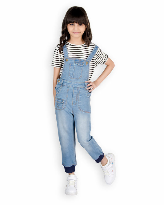 Olele® Girls Joggers Denim Dungaree