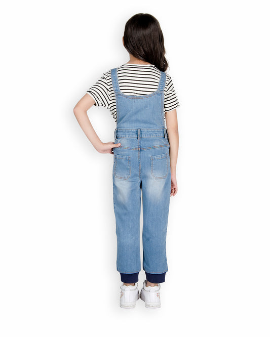 Olele® Girls Joggers Denim Dungaree
