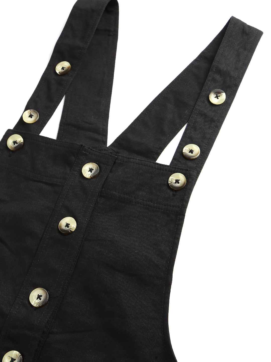 FINSBURY LONDON® Women's Dungaree Dress with Front Button Opening - Ebony Black