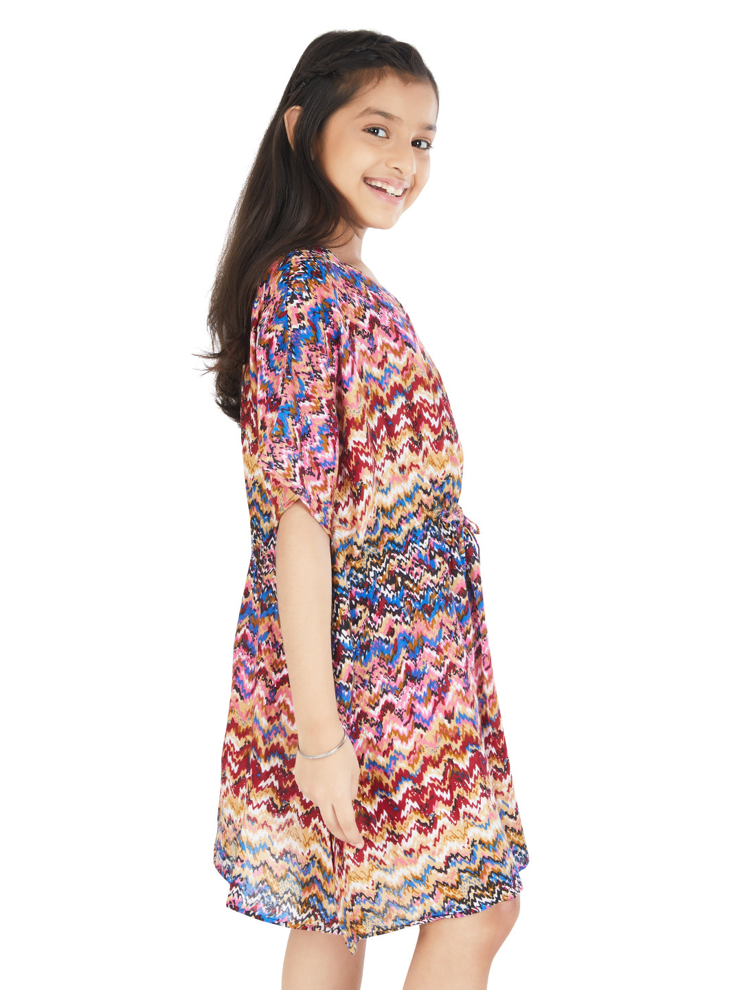 Olele® Girls Blue & Pink Printed Kaftan Dress
