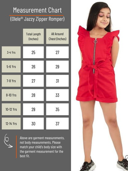 Olele® Girls Rocket Romper - Red Cotton Twill