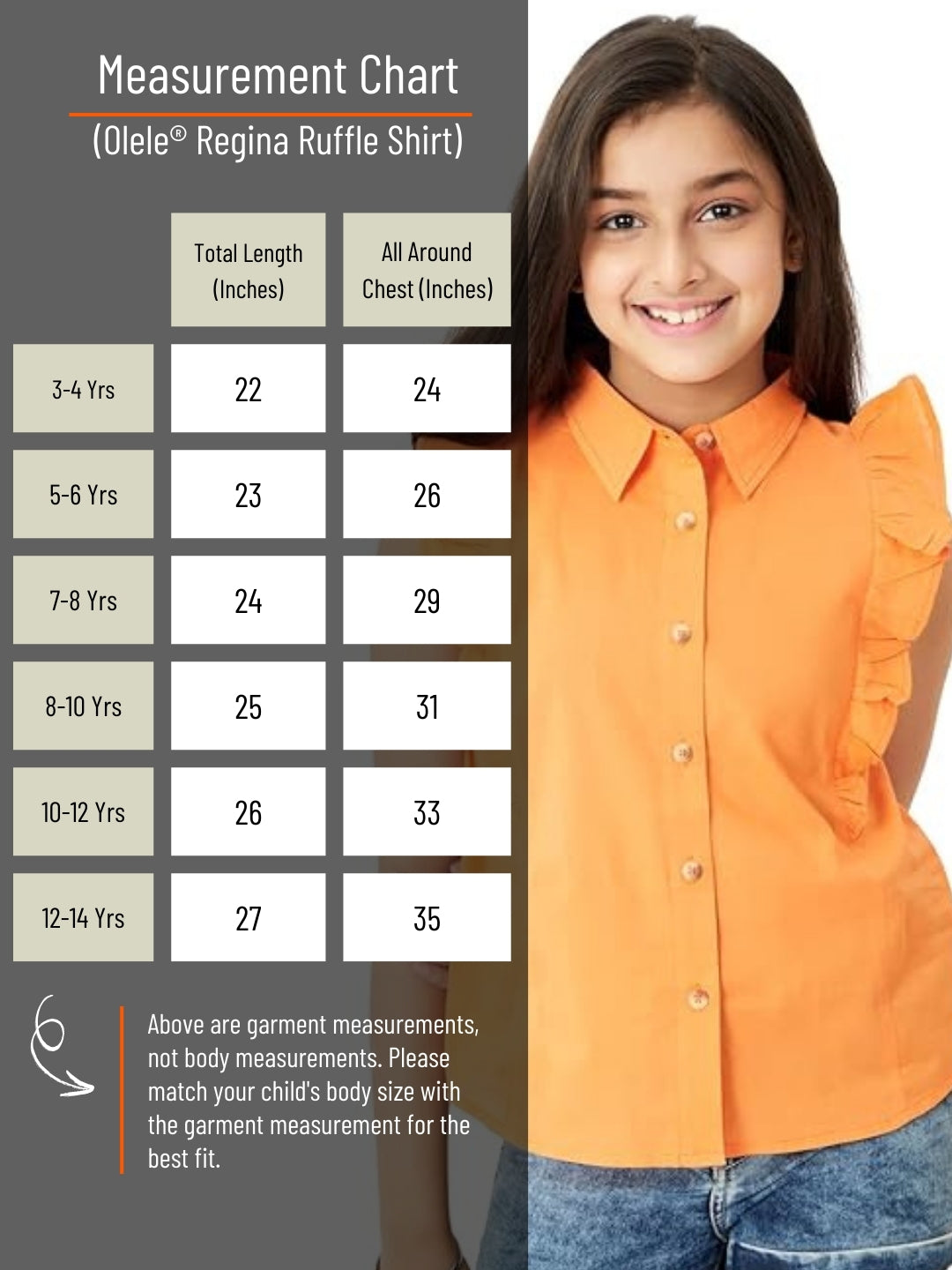 Olele® Regina Ruffle Shirt - Neon Orange Cotton