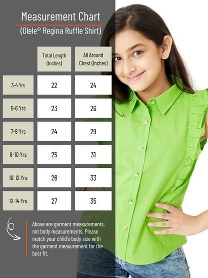 Olele® Regina Ruffle Shirt - Lime Green Cotton