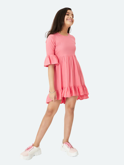 Olele® Hillary High-Low Dress - Muted Pink Rayon