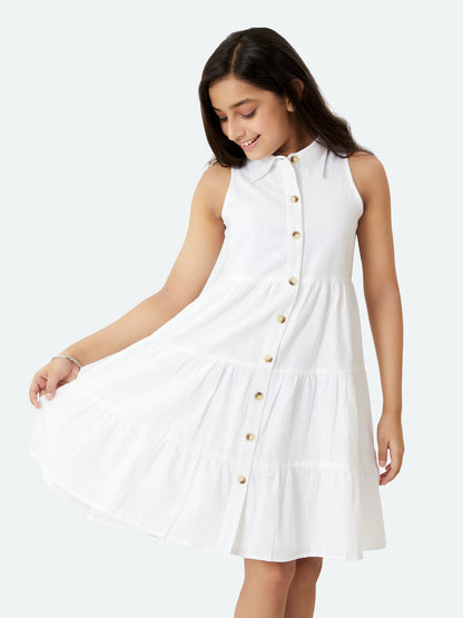 Olele® Stella Dress - White Cotton Linen