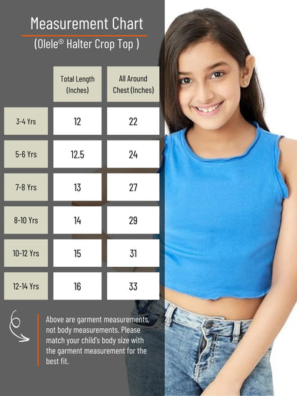 Olele® Girls Cotton Rib Halter Crop Top - Blue