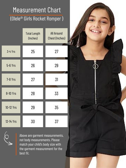 Olele® Girls Rocket Romper - Cotton Twill Black