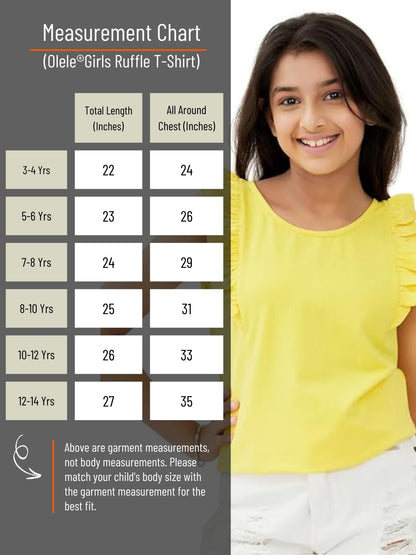 Olele® Girls Regina Ruffle Cotton T-Shirt - Yellow