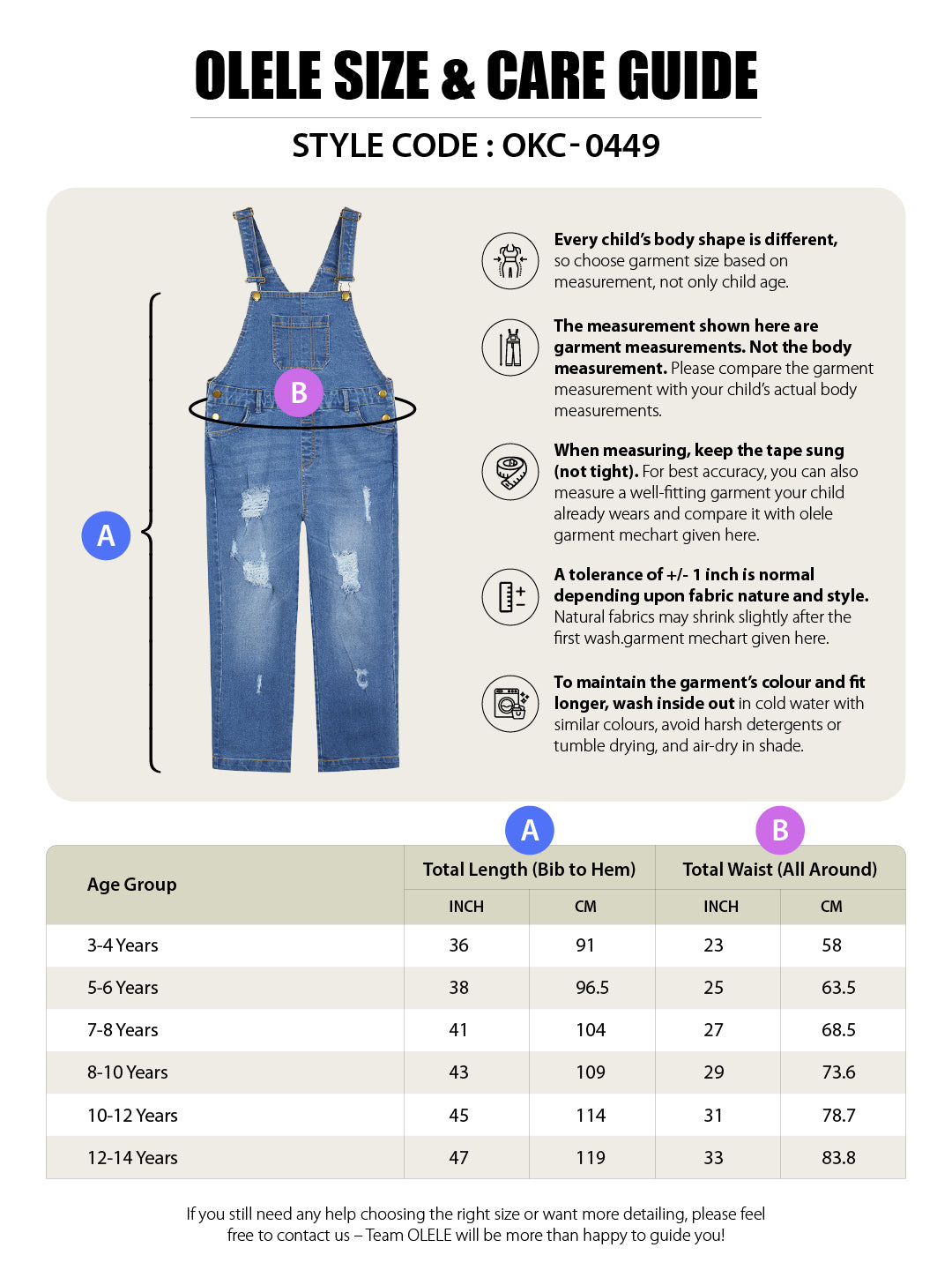 Olele® Boys Butter Scotch Dungaree - Denim