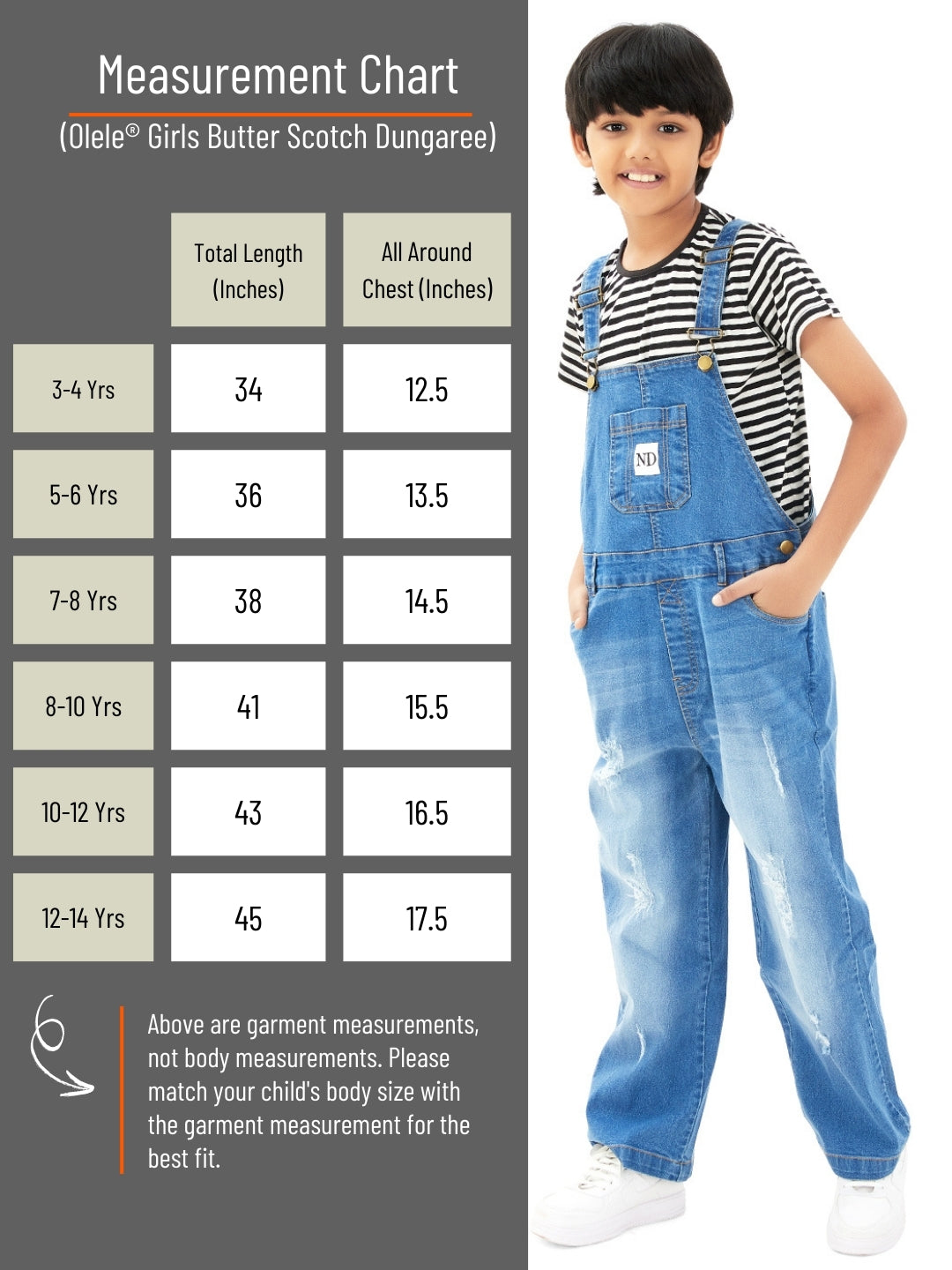 Olele® Boys Butter Scotch Dungaree - Denim