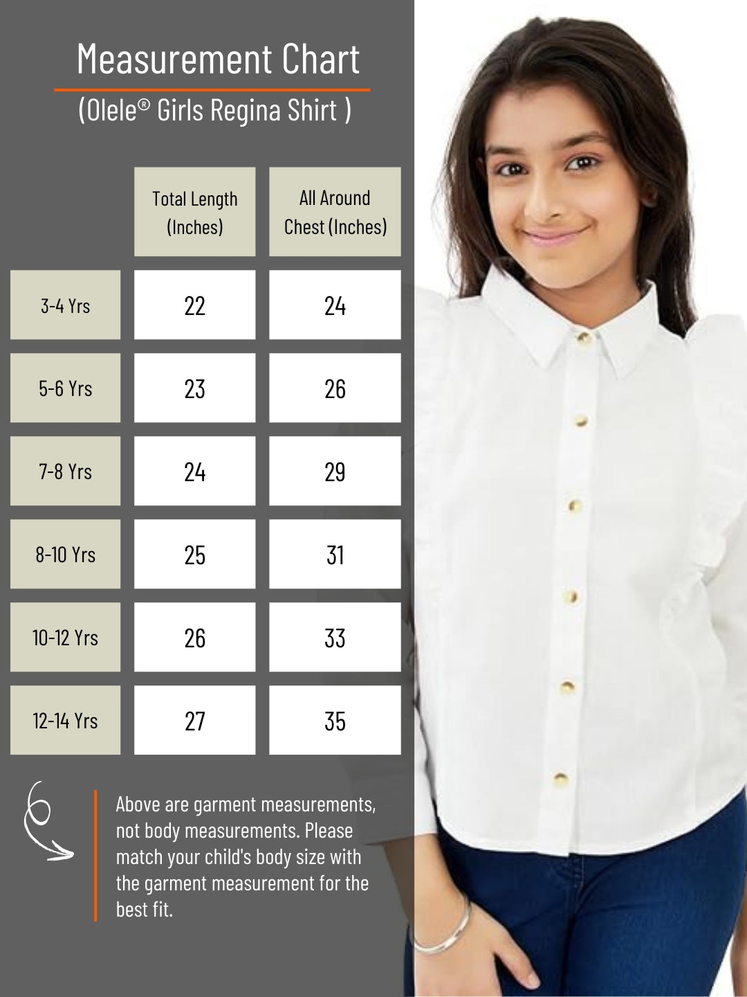 Olele® Girls Regina Full Sleeves Ruffle Shirt - Bright White Cotton