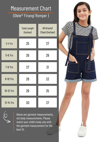 Olele® Girls Firangi Romper - Denim