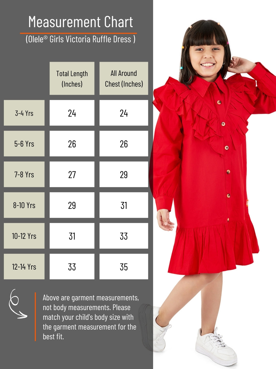 Olele® Girls Victoria Double Layer Ruffle Dress - Red Cotton