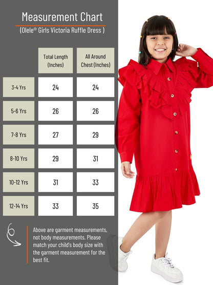 Olele® Girls Victoria Double Layer Ruffle Dress - Red Cotton