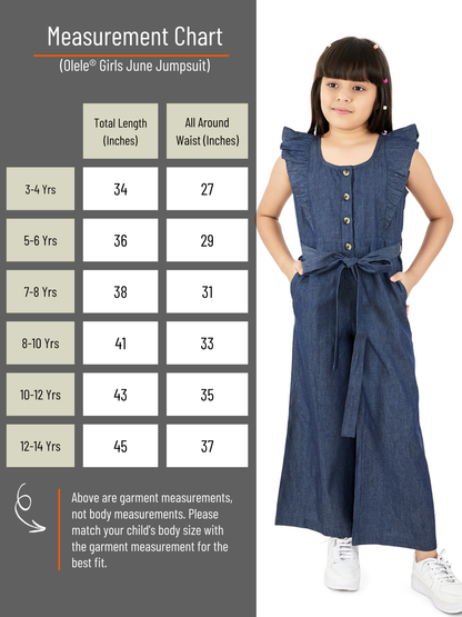 Olele® Girls June Jumpsuit - Cotton Light Weight Denim