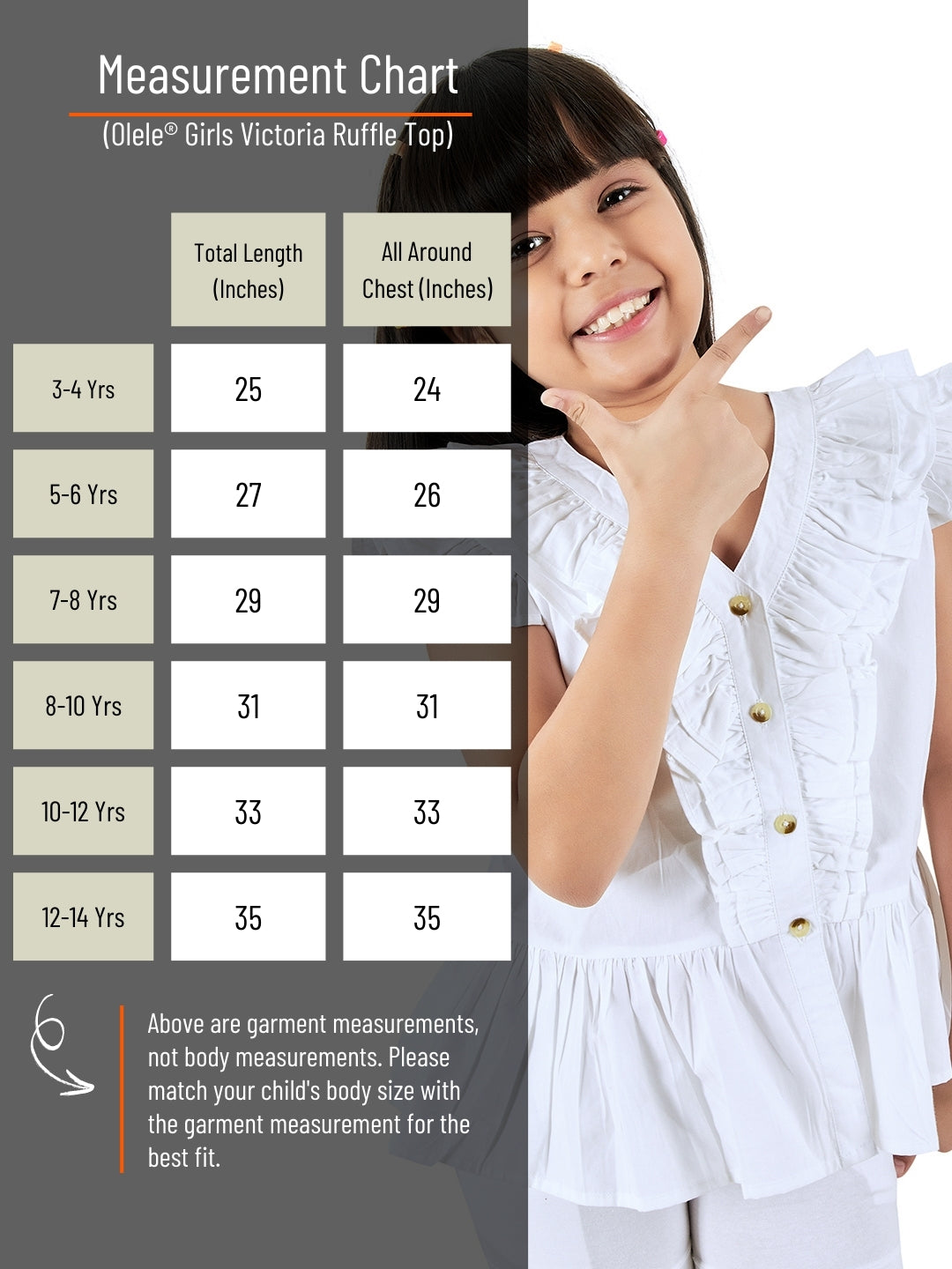Olele® Girls Victoria Ruffle Top - Pure White Mill Made Cotton
