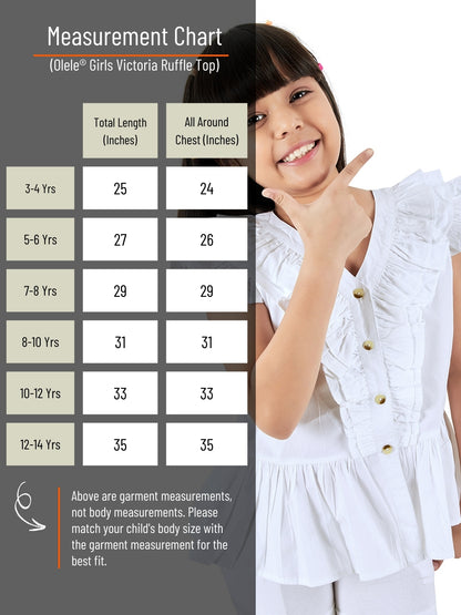 Olele® Girls Victoria Ruffle Top - Pure White Mill Made Cotton