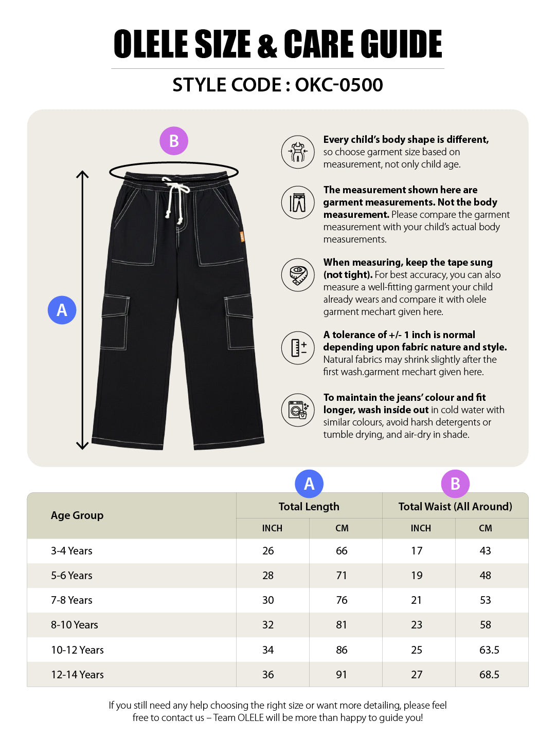 Olele® Girls Camila Cargo Pant - Black Cotton