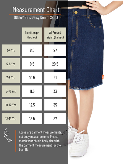 Olele® Girls Daisy Denim Skirt - Blue Indigo