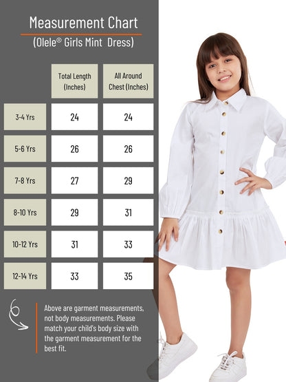 Olele® Girls Mint Cotton Dress - White