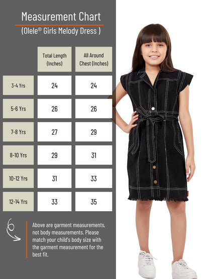 Olele® Girls Melody Dress  - Black Cotton