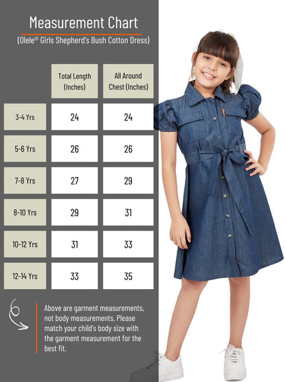 Olele® Girls Shepherd's Bush Cotton Denim Dress - Indigo Blue