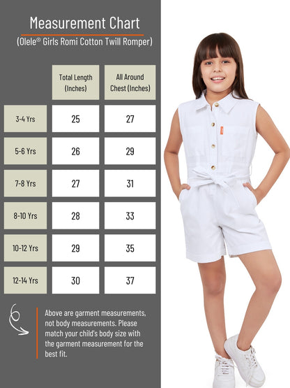 Olele® Girls Romi Cotton Twill Romper - Bright White